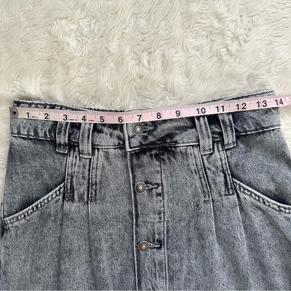 Free People We The Free Skirt Sidney Denim Midi Button Front Black Acid Wash 28 - Picture 11 of 12